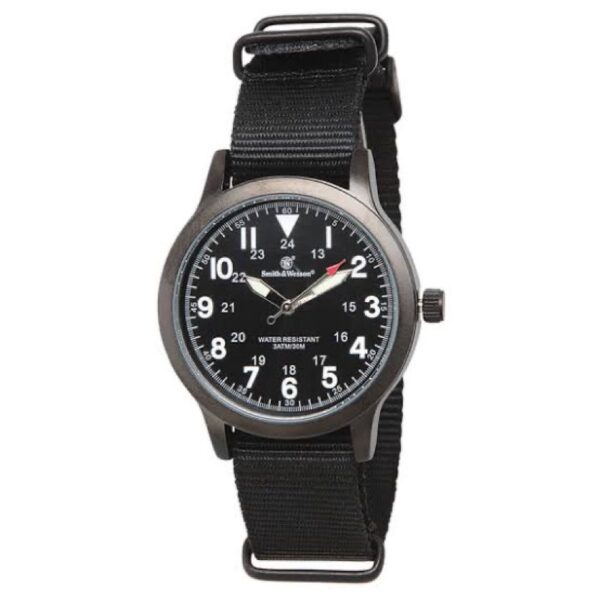 RELOJ SMITH & WESSON NEGRO LONA TÁCTICA MILITAR CASE 30M RESISTENTE AL AGUA